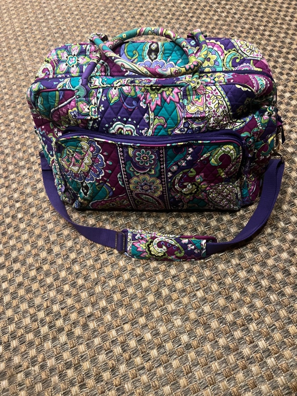 Vera Bradley Quilted Travel Bag in Purple and Teal Floral